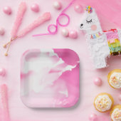 ピンクの花柄プリント紙皿 ペーパープレート (パーティー)