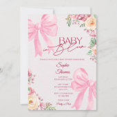 ピンクの花柄ベビーシャワー招待状 Baby in Bloom 招待状 (正面)