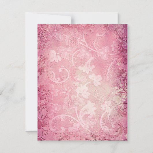 ピンクの花柄ペイズリー返信カード 招待状 (裏面)