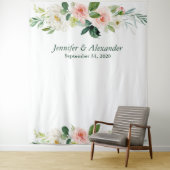 ピンクの花柄ボヘミアンワディング フォトブース バックドロップ タペストリー (インサイチュ)