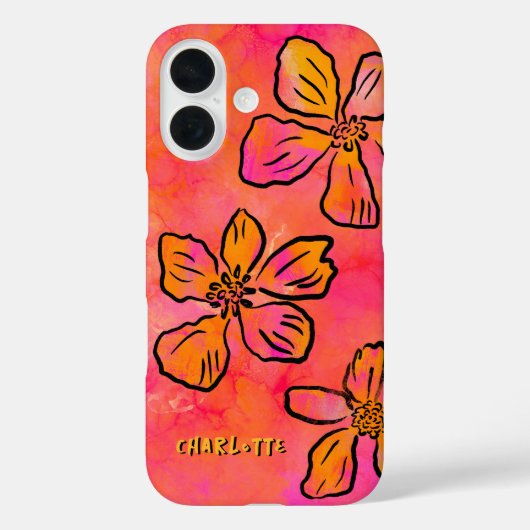 ピンクの花柄ポップアート オリジナルグッズ Case-Mate iPhoneケース (裏面)