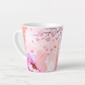 ピンクの花柄マグカップ カフェラテマグ (左アングル)