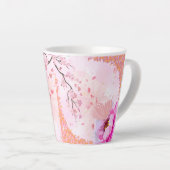 ピンクの花柄マグカップ カフェラテマグ (右アングル)