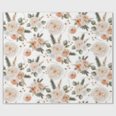 ピンクの花柄ラッピングペーパーシート ラッピングペーパー (フラット)