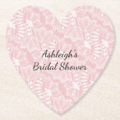 ピンクの花柄レースのブライズシャワー ペーパーコースター (正面)