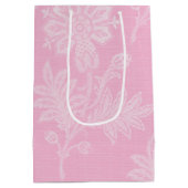 ピンクの花柄レースのブライズシャワー ミディアムペーパーバッグ (裏面)