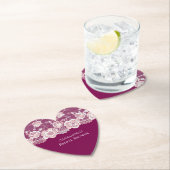 ピンクの花柄レースの結婚前お披露目パーティー ペーパーコースター (インサイチュ)