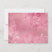 ピンクの花柄レースの結婚式お知らせ セーブザデート (裏面)