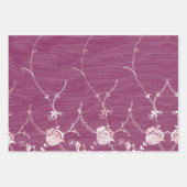 ピンクの花柄レース ラッピングペーパーシート (正面)