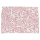 ピンクの花柄レース ラージペーパーバッグ (正面)