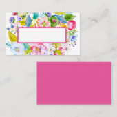 ピンクの花柄ロマンティックな結婚式プレイスカード プレイスカード (正面/裏面)
