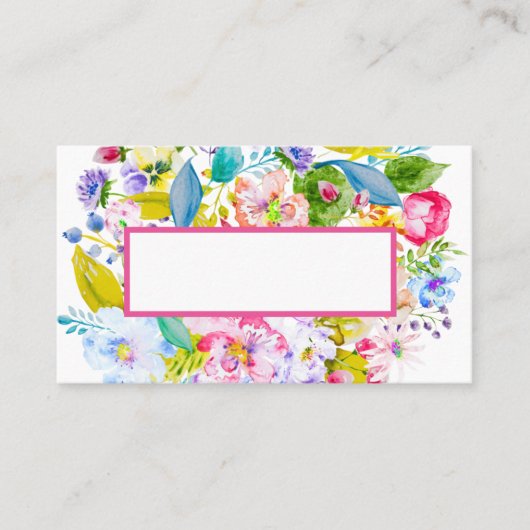 ピンクの花柄ロマンティックな結婚式プレイスカード プレイスカード (正面)