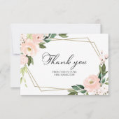 ピンクの花柄幾何学デザインのウェディングシャワーのお礼 サンキューカード (正面)