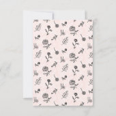 ピンクの花柄招待カード サンキューカード (裏面)