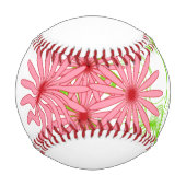 ピンクの花柄野球ボール 野球ボール (裏面)
