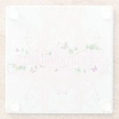 ピンクの花柄 お祝いのメッセージコースター ガラスコースター (裏面)