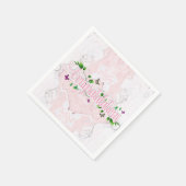 ピンクの花柄 お祝いのメッセージ 紙ナプキン スタンダードカクテルナプキン (角)