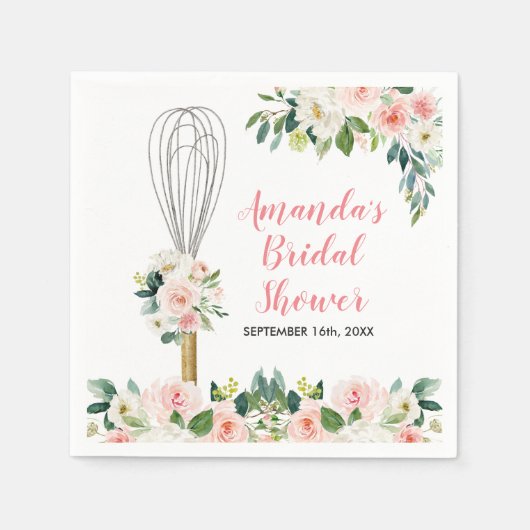 ピンクの花柄　もうすぐ連れ去られる ブライダルシャワー スタンダードカクテルナプキン (正面)