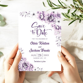 ピンクの花柄 ウェディング セーブ・ザ・デート 招待状