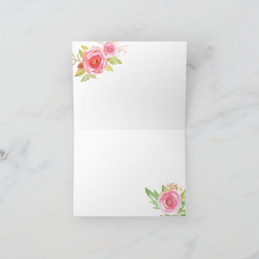 ピンクの花柄 ウェディング ブライダル サンクスノート 3605 サンキューカード (内部)