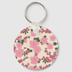ピンクの花柄 キーホルダー