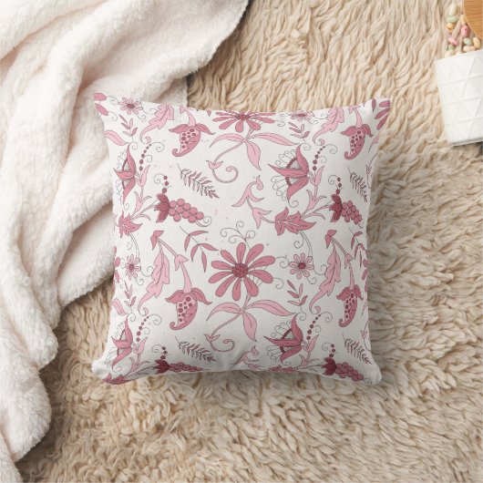 ピンクの花柄 クッション (ブランケット)
