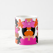 ピンクの花柄 コーヒーマグカップ (中央)