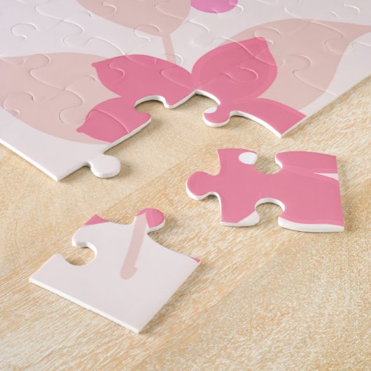 ピンクの花柄 ジグソーパズル (側面)