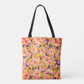 ピンクの花柄 トートバッグ (裏面)