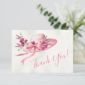 ピンクの花柄 ハット デンバー ブライダル サンクスノート 招待状 (スタンド正面)