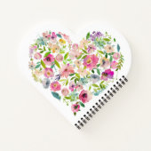 ピンクの花柄 ハート 小さな女の子の愛 ノートブック (裏面)