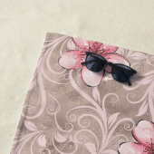 ピンクの花柄 ビーチタオル (インサイチュ)