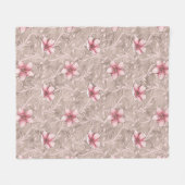 ピンクの花柄 フリースブランケット (正面(横))