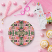 ピンクの花柄 ペーパープレート (パーティー)