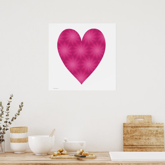 ピンクの花柄 ポスター (キッチン)