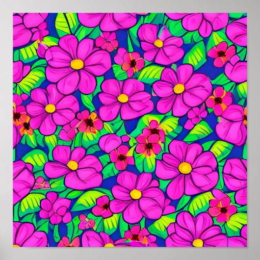 ピンクの花柄 ポスター (正面)