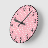 ピンクの花柄 ラウンド壁時計 (傾斜)