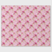 ピンクの花柄 ラッピングペーパー (フラット)
