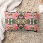 ピンクの花柄 ランバークッション (ブランケット)