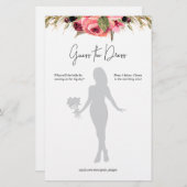 ピンクの花柄 推測ドレス ブライダルシャワー ゲーム (正面/裏面)