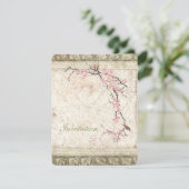 ピンクの花柄 日本の 桜 春の結婚式 招待状 (スタンド正面)