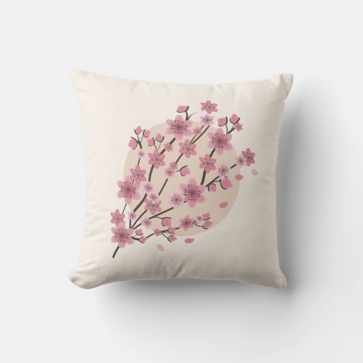 ピンクの花柄 桜の花びら   クッション (正面)