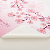 ピンクの花柄 桜 さくら 任意の名前付き シェルパブランケット (3/4)