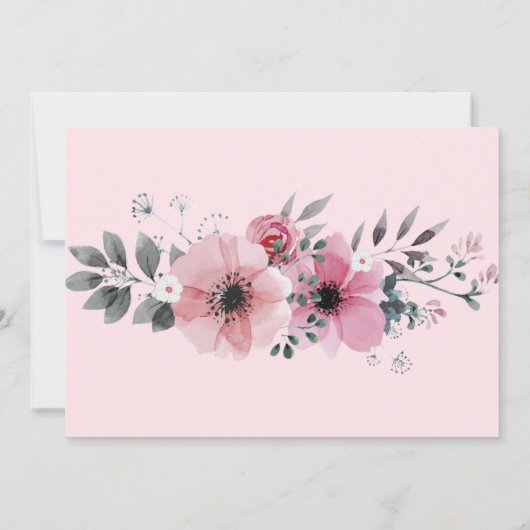 ピンクの花柄 洗礼式 おしゃれなイベント招待状 招待状 (裏面)