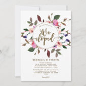 ピンクの花柄 私たちは結婚しました 秘密結婚 ご案内 招待状 (正面)