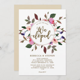 ピンクの花柄 私たちは結婚しました 秘密結婚 ご案内 招待状