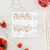 ピンクの花柄 縁ありカクテルナプキン (インサイチュ)