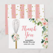ピンクの花柄 間もなく連れ去られる プレ婚パーティー サンキューカード (正面/裏面)
