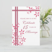 ピンクの花柄 15周年パーティー招待状 招待状 (スタンド正面)