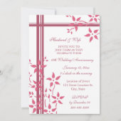 ピンクの花柄 15周年パーティー招待状 招待状 (裏面)